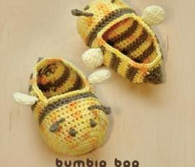 Bumble Bee Baby Booties Crochet PATTERN, SYMBOL DIAGRAM (pdf)