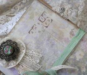  Lace Wedding Guest Book Shabby chic style Mint Green Vintage Cottage Style Custom