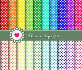 HEARTS - Digital Papers - Printable - Colorful - Rainbow - Scrapbooking - Cardmaking - Invitations - DIY Proyects - 1350 