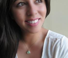 Framed Glass Stone Necklace - Green Necklace - Gold - Oasis of Mara