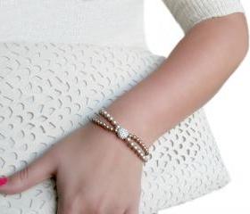 Swarovski Pearl Bracelet - Pave Bead - Audrey Bracelet