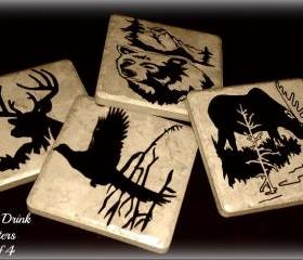 Set of 4 Wildlife Ceramic Drink Coasters
