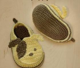 Puppy Baby Booties Crochet PATTERN, SYMBOL DIAGRAM (pdf)
