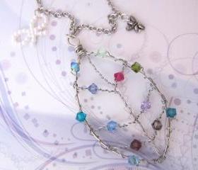 Silver Wire Leaf of Colors Necklace (Nature-Inspired)