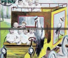 .A cargo of modern babies - 300 dpi authentic vintage French image
