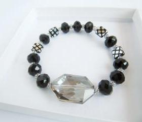 Beaded Bracelet - Crystal Beaded Bracelet - Checkmate