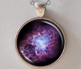 Nebula Necklace - Purple Crab Nebula Image Necklace - Galaxy Series