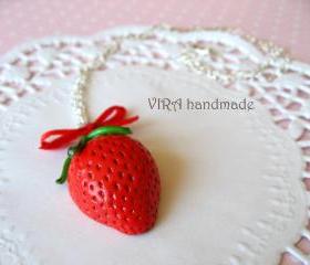Kawaii cute strawberry bowknot necklace