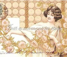 1030 Digital download 300 dpi beautiful flapper image - french vintage postcard