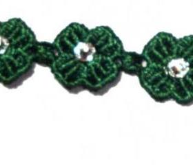 Swarovski Green Clover Lucky Friendship macrame Bracelet with clasp closure