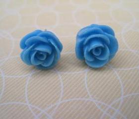 Blue Flower Post Earrings