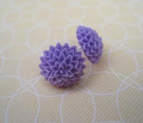 Purple Flower Post Earrings