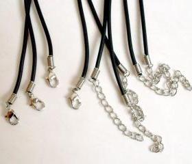 4 Black 2mm Real Leather Necklace Cords 18''