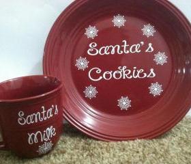 Christmas cookies plate and cup