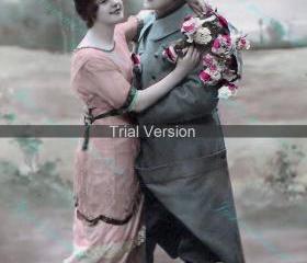 1045 Hello young lovers 300 dpi original French image - brilliant for Valentines/Birthday