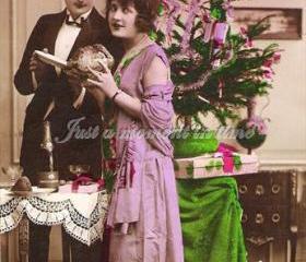 Digital download charming 1927 vintage French Christmas card image
