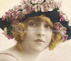 1032 Digital download 300 dpi Bette Midler look alike with Flowery hat