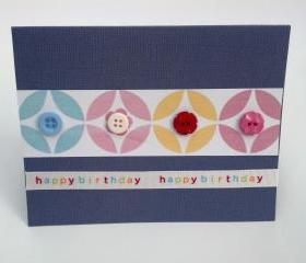 Handmade Birthday Geometric Button Greeting Card with Envelope