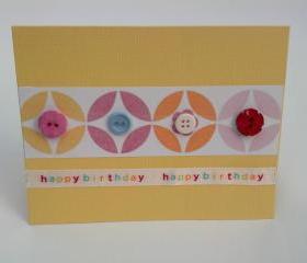  Handmade Birthday Geometric Button Greeting Card with Envelope
