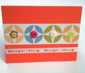 Handmade Birthday Geometric Button Greeting Cards with Envelopes