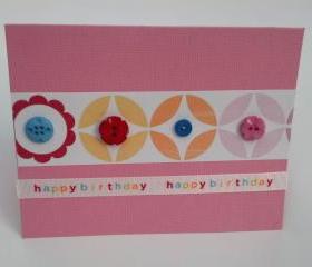  Handmade Birthday Geometric Button Greeting Cards with Envelopes