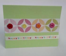  Handmade Birthday Geometric Button Greeting Cards with Envelopes