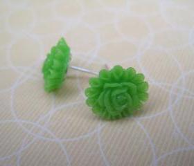 Lime Flower Post Earrings