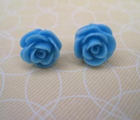 Blue Flower Post Earrings