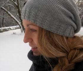 Knit hat - Slouchy hat- Grey - Slouchy beanie -Knit hat for women-Teens- Girls - Slouch hat - Cabled hat 