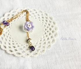 Winter Miracle, Glass flowers necklace, Winter fashion