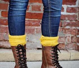Boot Cuffs, Leg Warmers, Boot Toppers, Mustard, Choose A Color