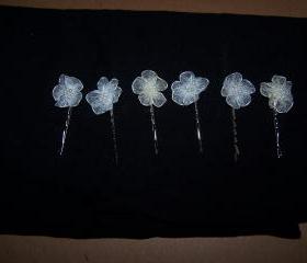 Six Bobby Pins with Flowers