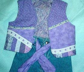 Girls upstyled jeans with vest Size 4
