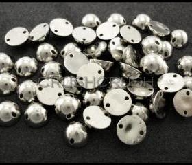 200pcs 8mm Silver Acrylic Half Round Beads Sewing Sew on Decoration F583
