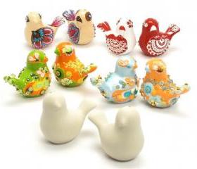 Love Birds Bead Unpainted Love Birds Bride Ceramic Handmade