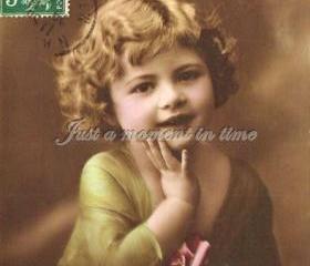 1048 Digital download French postcard beautiful girl child 300 dpi