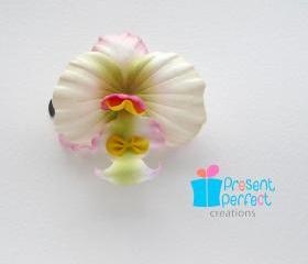 Bridal flower hair clip, pink orchid hair clip
