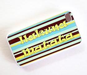 Hakuna Matata iPhone 4 or iPhone 4s Case in Banana Yellow Blue and Brown
