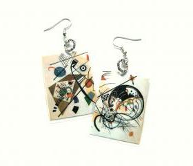 Kandinskij Abstract Laminated Earrings for art lovers 