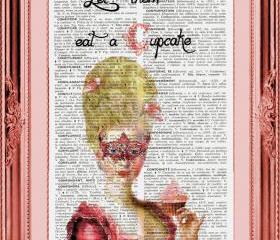 Art Print Let Them Eat A Cupcake Vintage Dictionary Page French to English Definitions