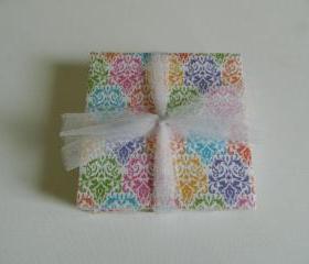 Bright Multi-Colored Damask Print Coasters