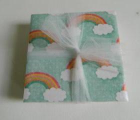 Rainbow and Cloud Print Tile Coasters