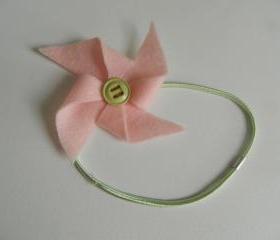 Light Pink and Mint Green Felt Pinwheel Headband