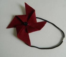 Garnet and Black Felt Pinwheel Headband