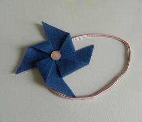 Blue and Pink Felt Pinwheel Headband