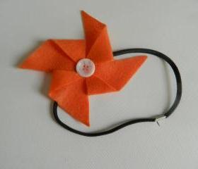 Orange and White Felt Pinwheel Headband