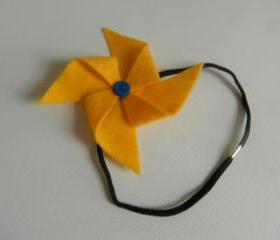 Yellow and Blue Felt Pinwheel Headband