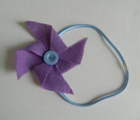 Lavender and Light Blue Felt Pinwheel Headband