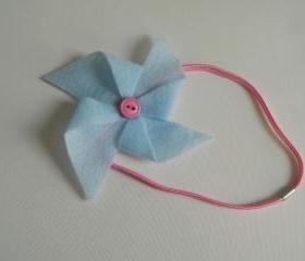 Light Blue and Pink Felt Pinwheel Headband
