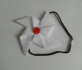 White and Orange Felt Pinwheel Headband